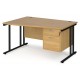 Maestro Cantilever Leg Wave Desk with Two Drawer Pedestal